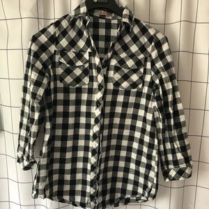Black and white checkered button down